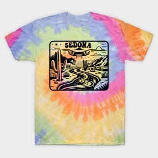 Vintage Retro Sedona UFO Art - Nostalgic Extraterrestrial Illustration T-Shirt